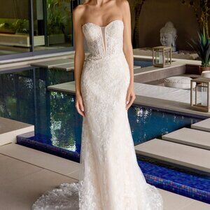 Nude lace wedding dress, bridal gown